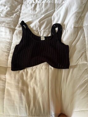 Black Crochet Tank Crop Top
